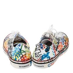 Pre Owned Vetements White Graffiti Canvas Low Top Lace Up Sneakers Size 41