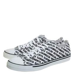 Vetements White/Black Logo Print Canvas Low Top Sneakers Size 44