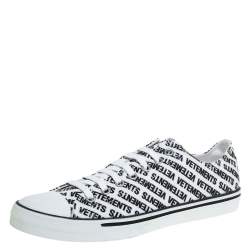 Vetements White/Black Logo Print Canvas Low Top Sneakers Size 44
