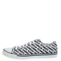 Vetements White/Black Logo Print Canvas Low Top Sneakers Size 44
