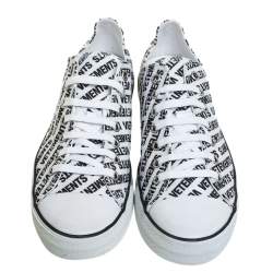 Vetements White/Black Logo Print Canvas Low Top Sneakers Size 44