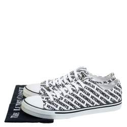 Vetements White/Black Logo Print Canvas Low Top Sneakers Size 44