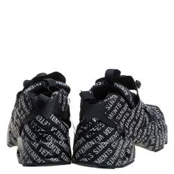 Pre Owned Vetements x Reebok Black/White Monogram Nylon And Fabric Instapump Fury Sneakers Size 44.5