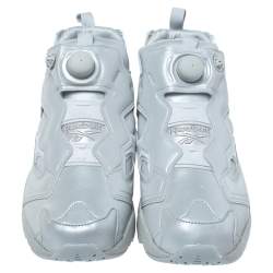Pre Owned Vetemens + Reebok Grey Reflective Fabric Instapump Fury 3M Sneakers Size 45