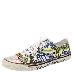 Vetements Multicolor Graffiti Canvas Low Top Lace Up Sneakers Size 41