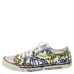 Vetements Multicolor Graffiti Canvas Low Top Lace Up Sneakers Size 41