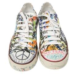 Vetements Multicolor Graffiti Canvas Low Top Lace Up Sneakers Size 41