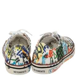 Vetements Multicolor Graffiti Canvas Low Top Lace Up Sneakers Size 41