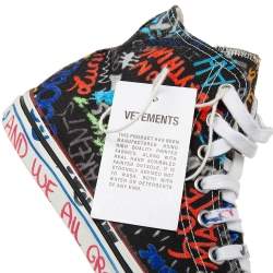 Vetements Multicolor Graffiti Print Canvas High-Top Sneakers Size 41