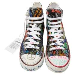 Vetements Multicolor Graffiti Print Canvas High-Top Sneakers Size 41