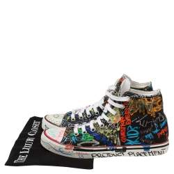 Vetements Multicolor Graffiti Print Canvas High-Top Sneakers Size 41