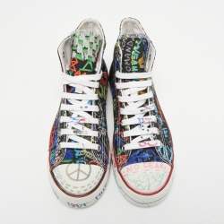 Pre Owned Vetements Multicolor Graffiti Canvas High Top Sneakers Size 40