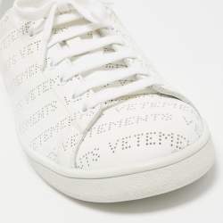 Pre Owned Vetements White Perforated Logo Leather Low Top Sneakers Size 45