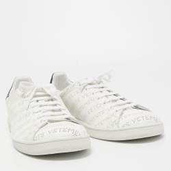 Pre Owned Vetements White Perforated Logo Leather Low Top Sneakers Size 45