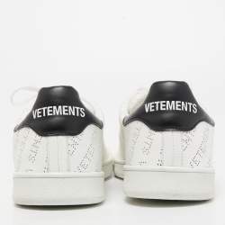 Pre Owned Vetements White Perforated Logo Leather Low Top Sneakers Size 45