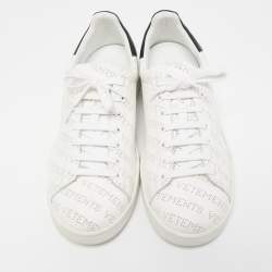 Pre Owned Vetements White Perforated Logo Leather Low Top Sneakers Size 45