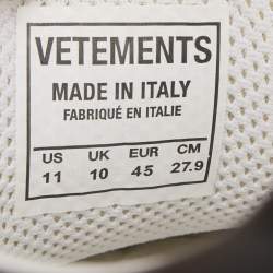 Pre Owned Vetements White Perforated Logo Leather Low Top Sneakers Size 45