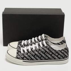 Vetements Black/White Logo Print Canvas Low Top Sneakers Size 43
