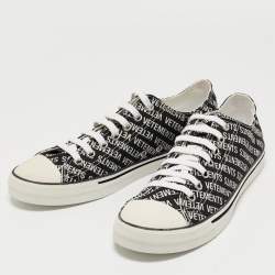 Vetements Black/White Logo Print Canvas Low Top Sneakers Size 43