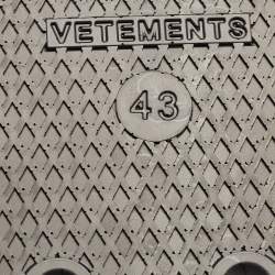 Vetements Black Leather Logo Flat Slides Size 43