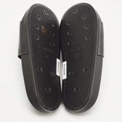 Vetements Black Leather Logo Flat Slides Size 43