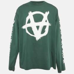 Pre Owned Vetements Unisex Green Double Anarchy Jersey Long Sleeve T-Shirt M