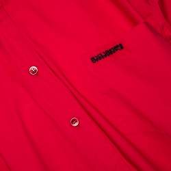 Pre Owned Vetements Red Embroidered Cotton Button Down Short Sleeve Shirt XL