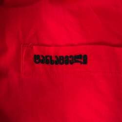 Pre Owned Vetements Red Embroidered Cotton Button Down Short Sleeve Shirt XL