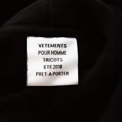 Vetements Black Cotton Graphic Print Oversized Hoodie S
