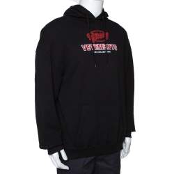 Vetements Black Cotton Graphic Print Oversized Hoodie S