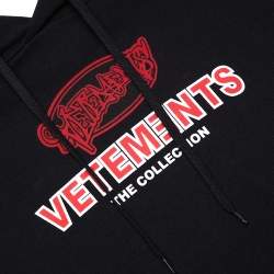 Vetements Black Cotton Graphic Print Oversized Hoodie S