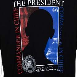 Pre Owned Vetements Black President Graphic Print Cotton Oversized T-Shirt S