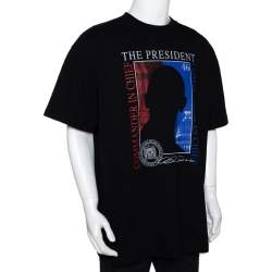 Pre Owned Vetements Black President Graphic Print Cotton Oversized T-Shirt S