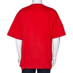 Pre Owned Vetements Orange Cotton Logo Print Oversized T Shirt M
