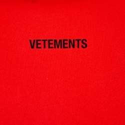 Pre Owned Vetements Orange Cotton Logo Print Oversized T Shirt M