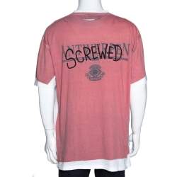 Vetements Blue & Red Screwed Graphic Print Cotton Oversized T-Shirt S