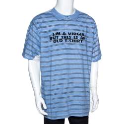 Vetements Blue & Red Screwed Graphic Print Cotton Oversized T-Shirt S