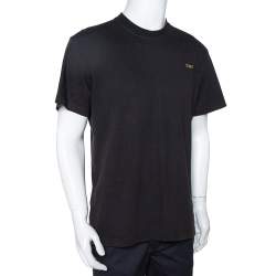 Pre Owned Vetements Charcoal Cotton Staff Print Crew Neck T Shirt L