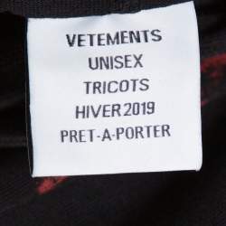 Pre Owned Vetements Black Knit 'Bulldog Spirit' Patchwork Hoodie XS
