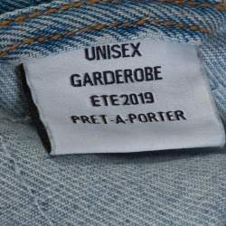 Pre Owned Vetements Blue Printed Denim Spiked Oversized Jacket M