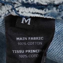 Pre Owned Vetements Blue Printed Denim Spiked Oversized Jacket M