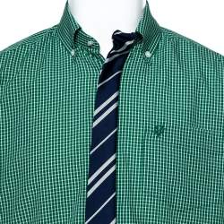 Pre Owned Vetements Green Checked Cotton Tie Trim Oversized Shirt M