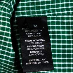 Pre Owned Vetements Green Checked Cotton Tie Trim Oversized Shirt M