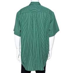 Pre Owned Vetements Green Checked Cotton Tie Trim Oversized Shirt M