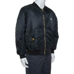 Vetements Black & Orange Synthetic Logo Print Reversible Bomber Jacket XS