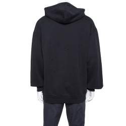 Vetements Black Knit Target Print Distressed Oversized Hoodie XS