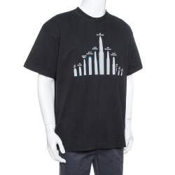 Pre Owned Vetements Black Cotton Bullets Print Oversized Crewneck T-Shirt M