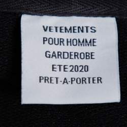 Pre Owned Vetements Black Knit Russian Police Zipper Front Hoodie L