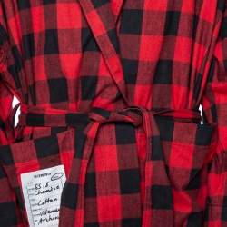 Vetements Red & Black Plaided Flannel Belted Robe M