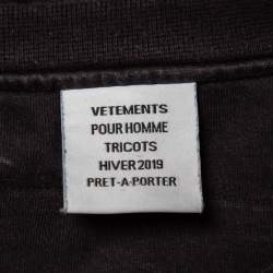 Pre Owned Vetements Black Cotton Inside Out Crewneck T-Shirt M